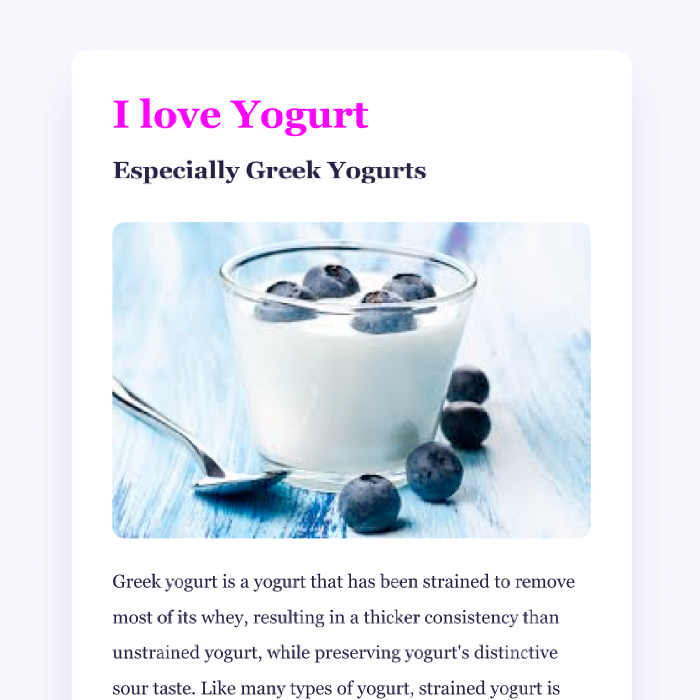 Yogurt app from Jammie